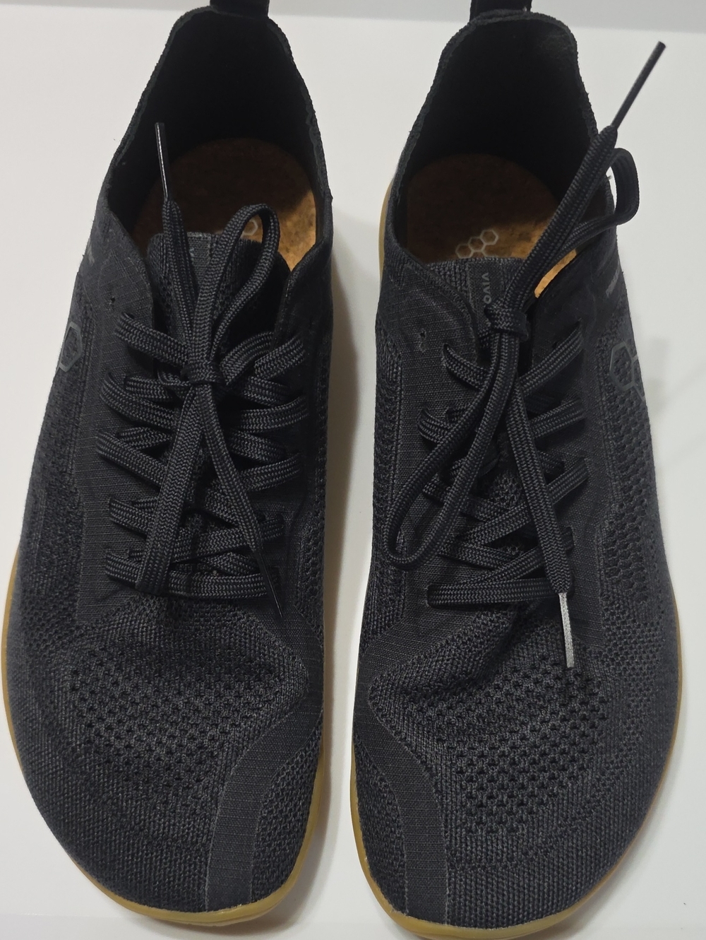 Vivo Barefoot Black Knit Lace-Up Women's Sneakers with Gum Sole